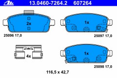 Комплект тормозных колодок, дисковый тормоз для OPEL ASTRA J (P10) 1.6 Turbo 2009-, код двигателя A16LET, V см3 1598, кВт 132, л.с. 180, бензин, Ate 13046072642