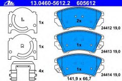 Колодки тормозные дисковые передн, для OPEL ASTRA J седан 1.4 2012-, код двигателя A14XER,B14XER, V см3 1398, кВт 74, л.с. 101, бензин, Ate 13046056122